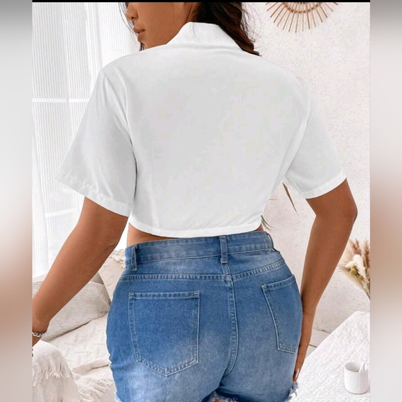 Front Buttoned Crop Top With Twist-Knot - Picture 7 of 8